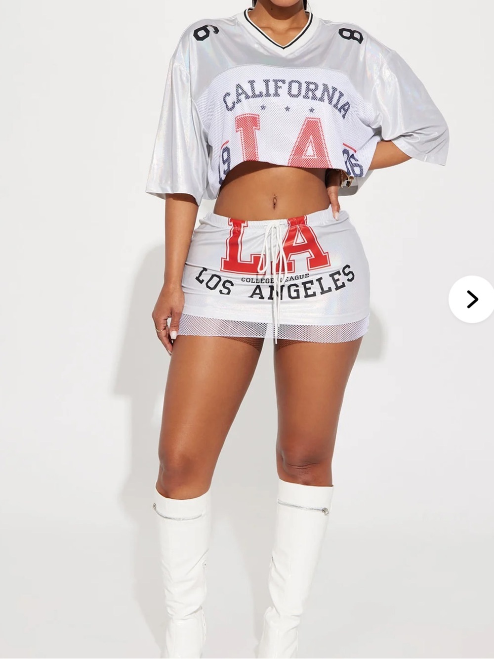 Fashion Nova White Mini Skirt with Red LA Graphic - Picture 2 of 4